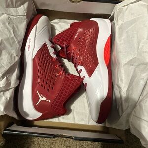 Jordan Men's Red and White Athletic Shoes